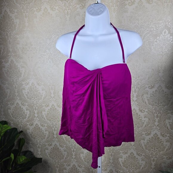 Lauren Ralph Lauren Size 12 Fuchsia Tankini Top Removable Single Strap Swim - Picture 1 of 13